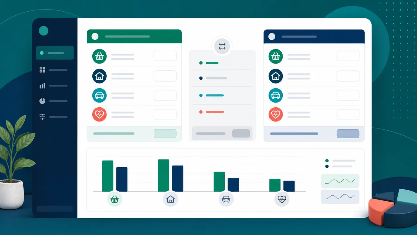 Interface genérica comparando o custo anterior e atual de uma cesta de despesas